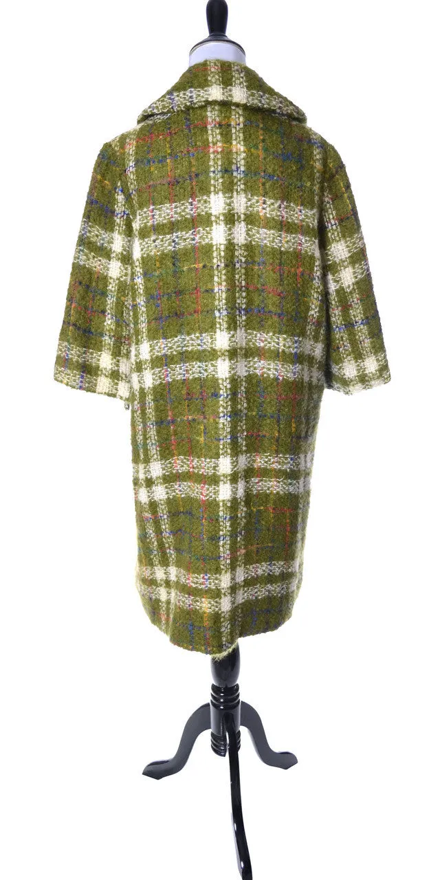 1950's Sandra Sage Vintage Coat Green Plaid Wool