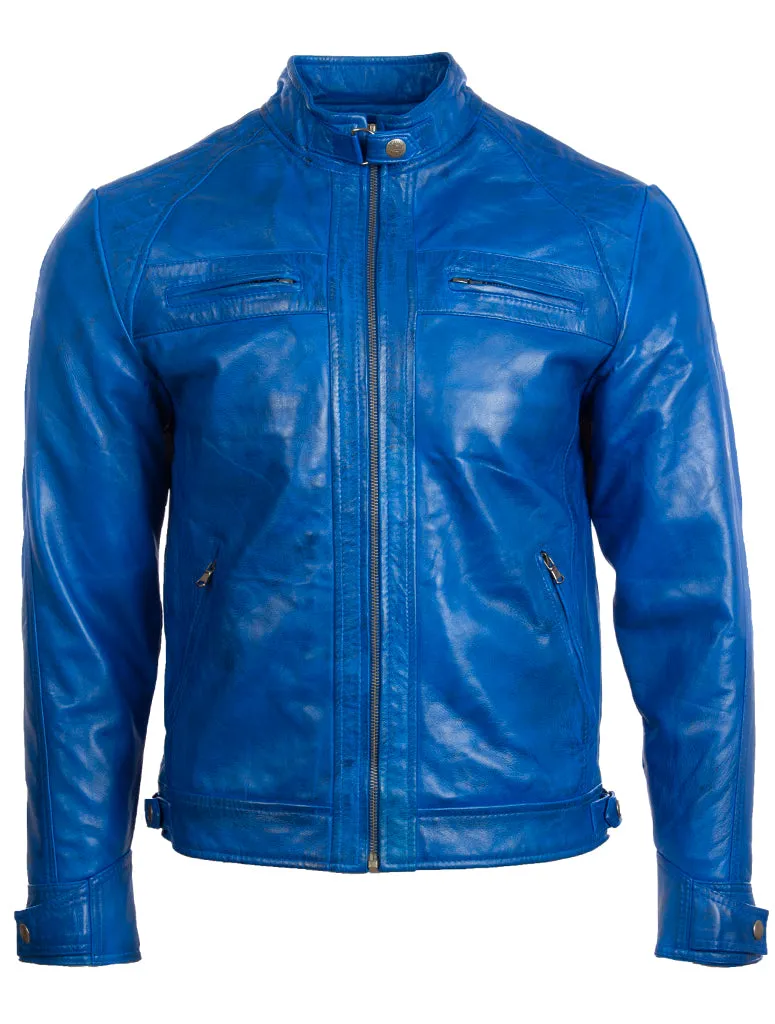 44T9 Men's Biker Jacket - Electric Blue