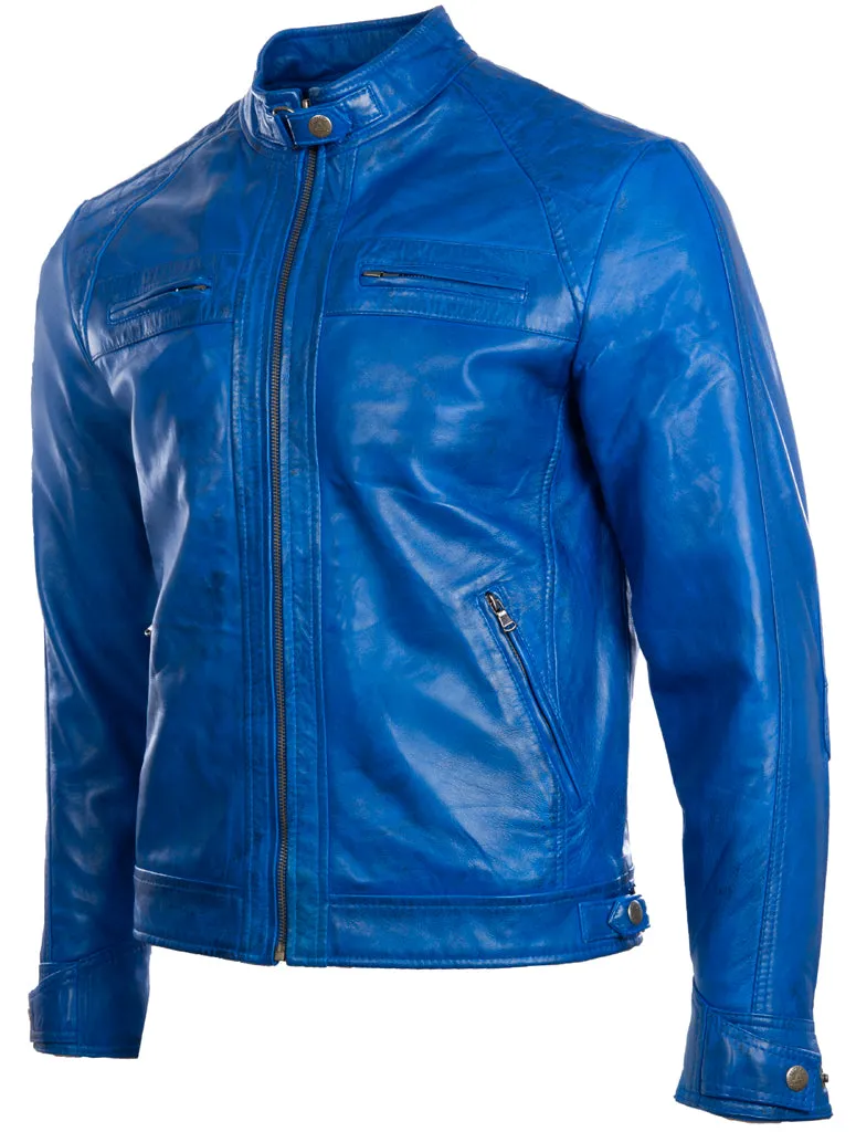 44T9 Men's Biker Jacket - Electric Blue