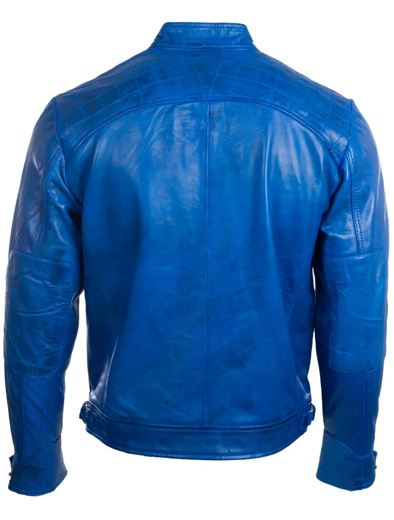 44T9 Men's Biker Jacket - Electric Blue