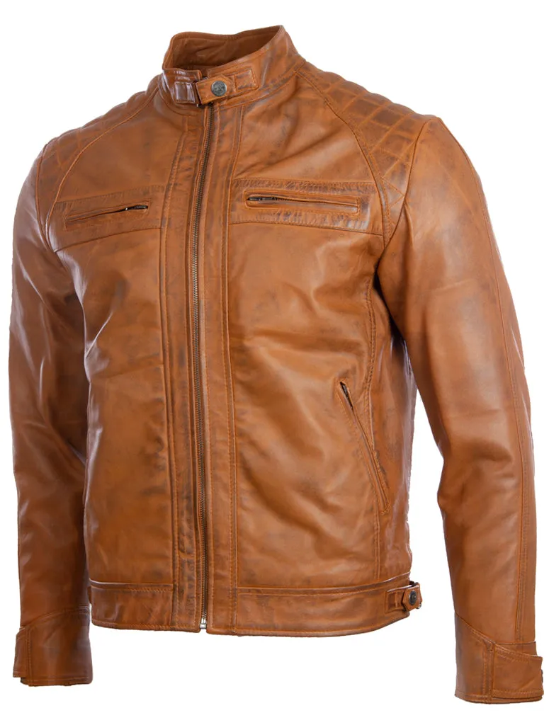 44T9 Men's Biker Jacket - Tan