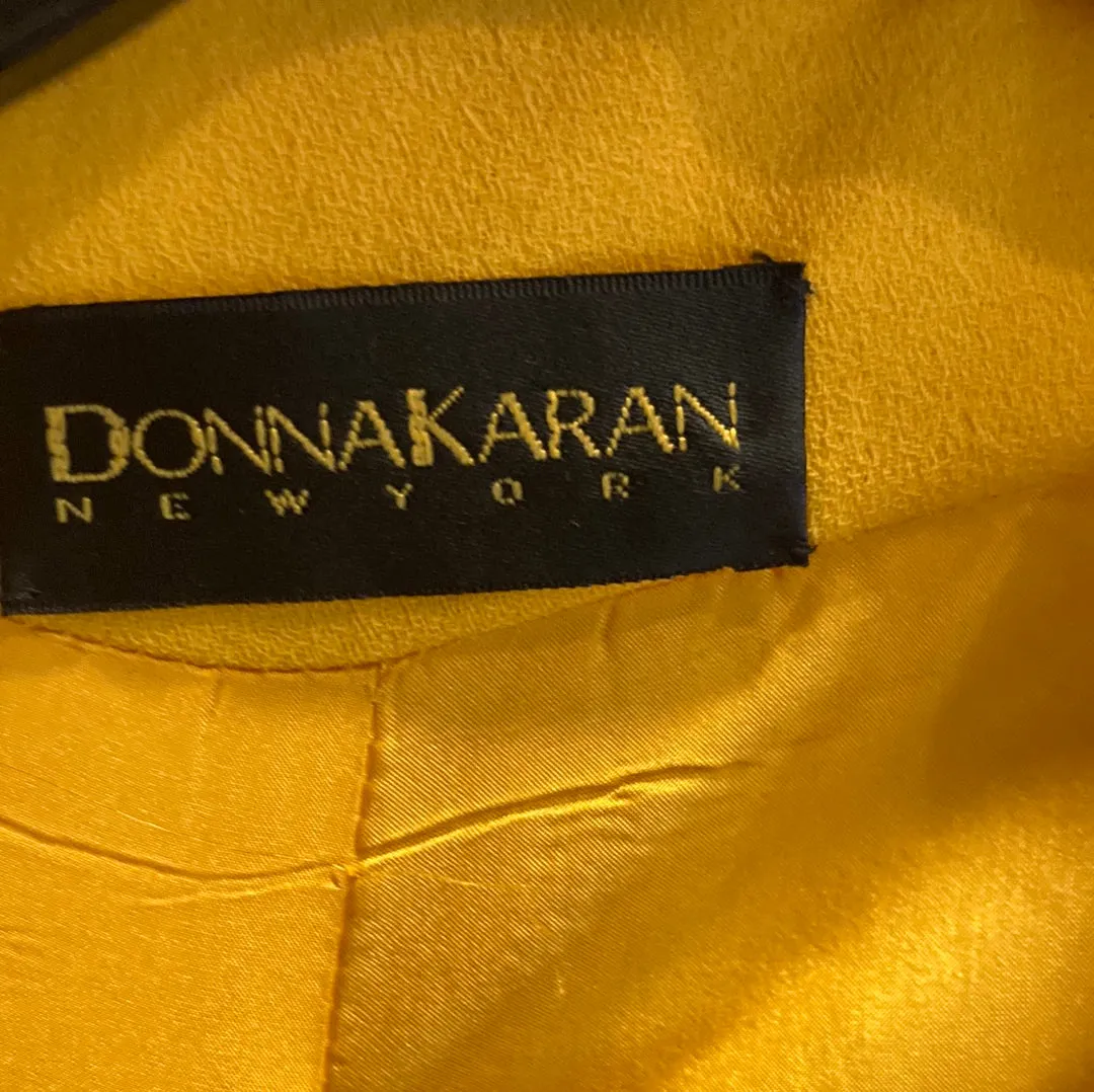 90s Yellow Donna Karan Wool Skirt Suit Size 12