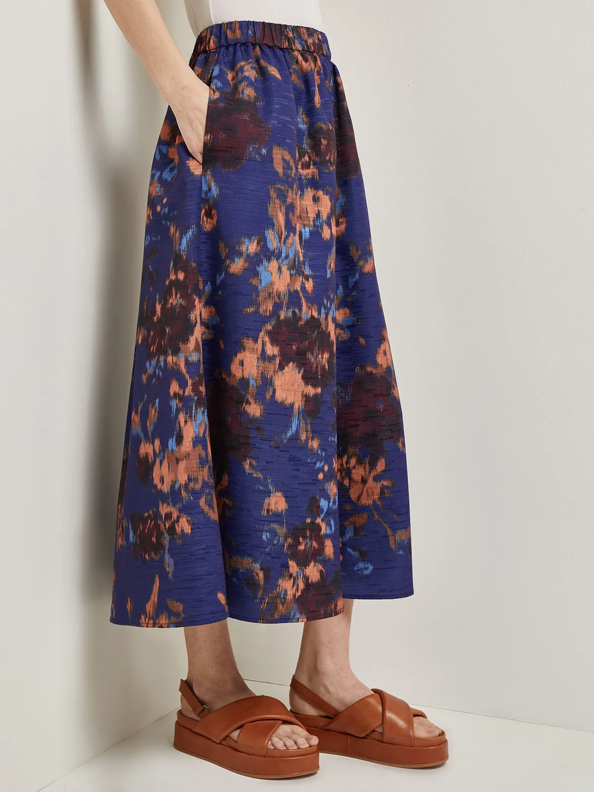 A-Line Printed Woven Maxi Skirt