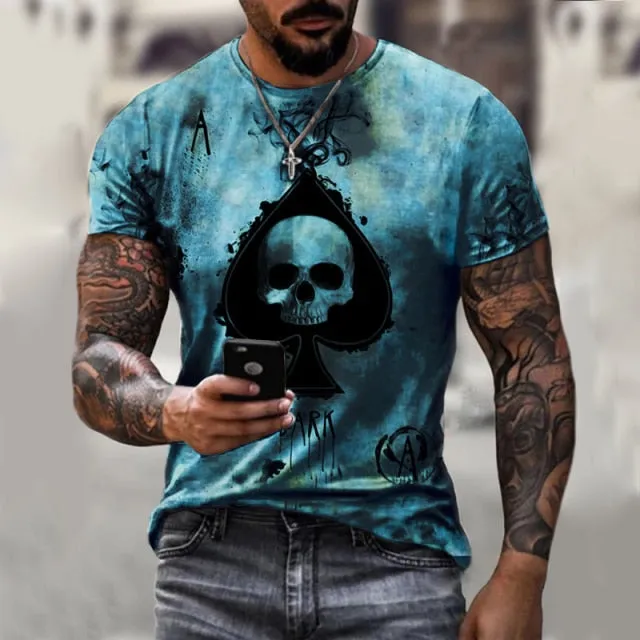 Ace of Spades Skull Head Biker T-Shirt