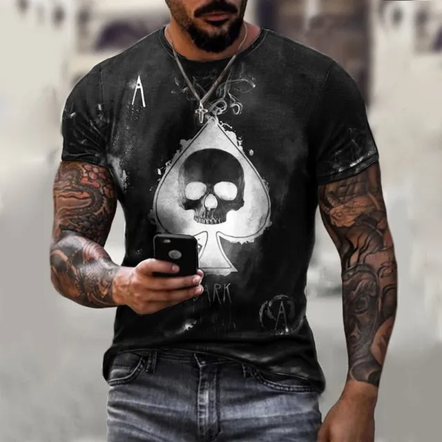 Ace of Spades Skull Head Biker T-Shirt