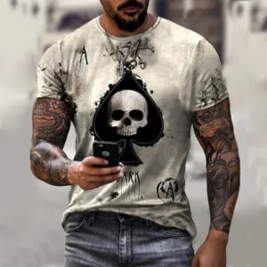 Ace of Spades Skull Head Biker T-Shirt