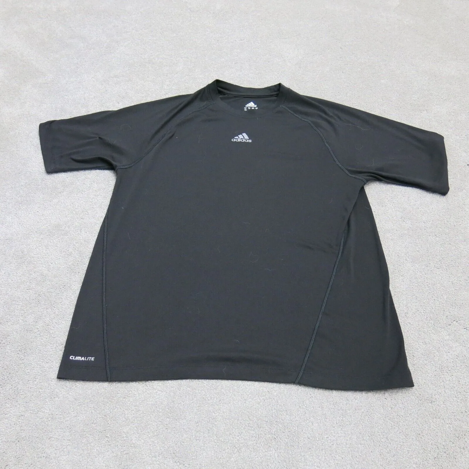 Adidas Men Athletic T-Shirt Short Sleeve Crew Neck Logo Charcoal Black Size S