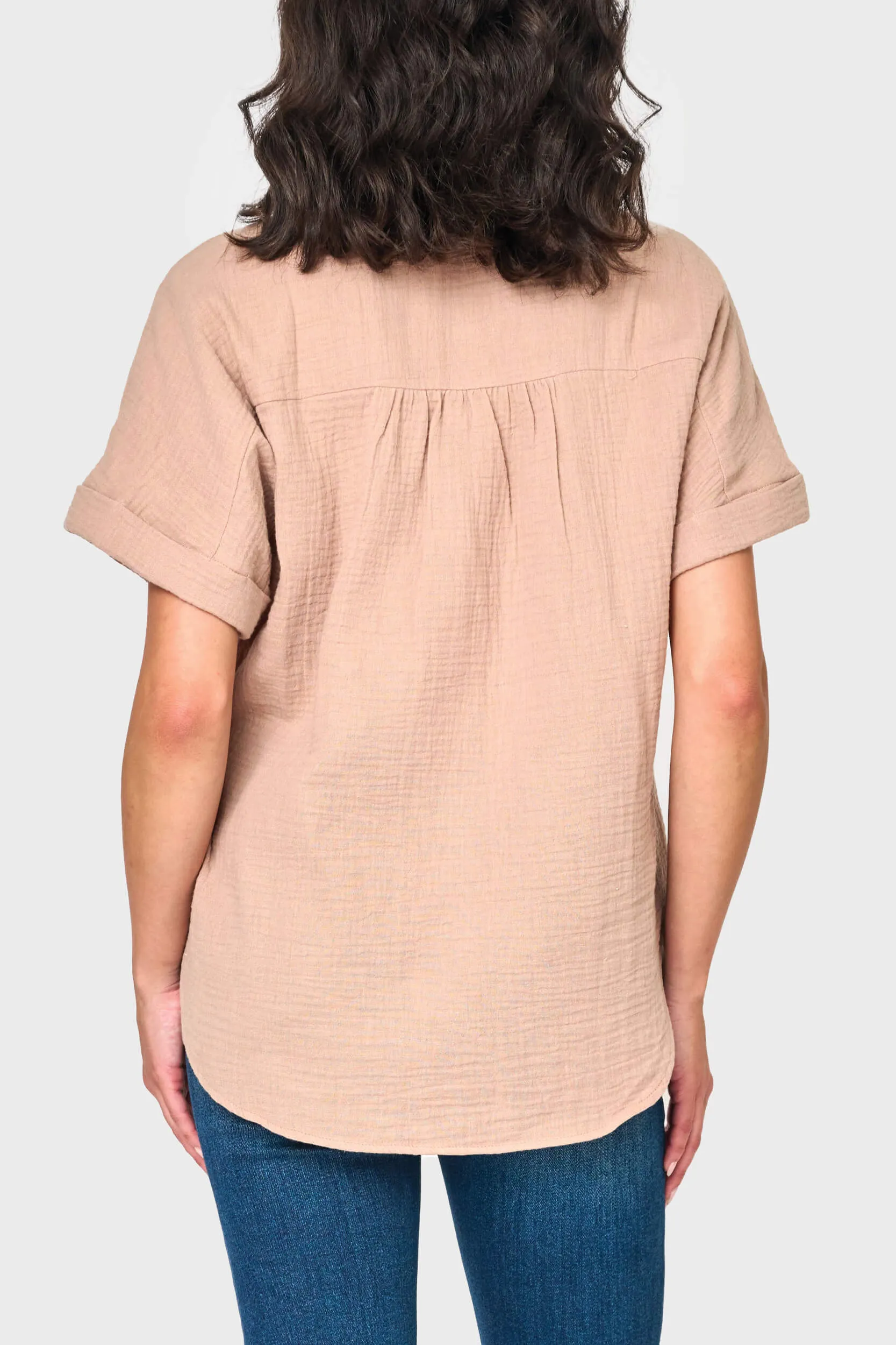 All Day Henley Cotton Gauze Top