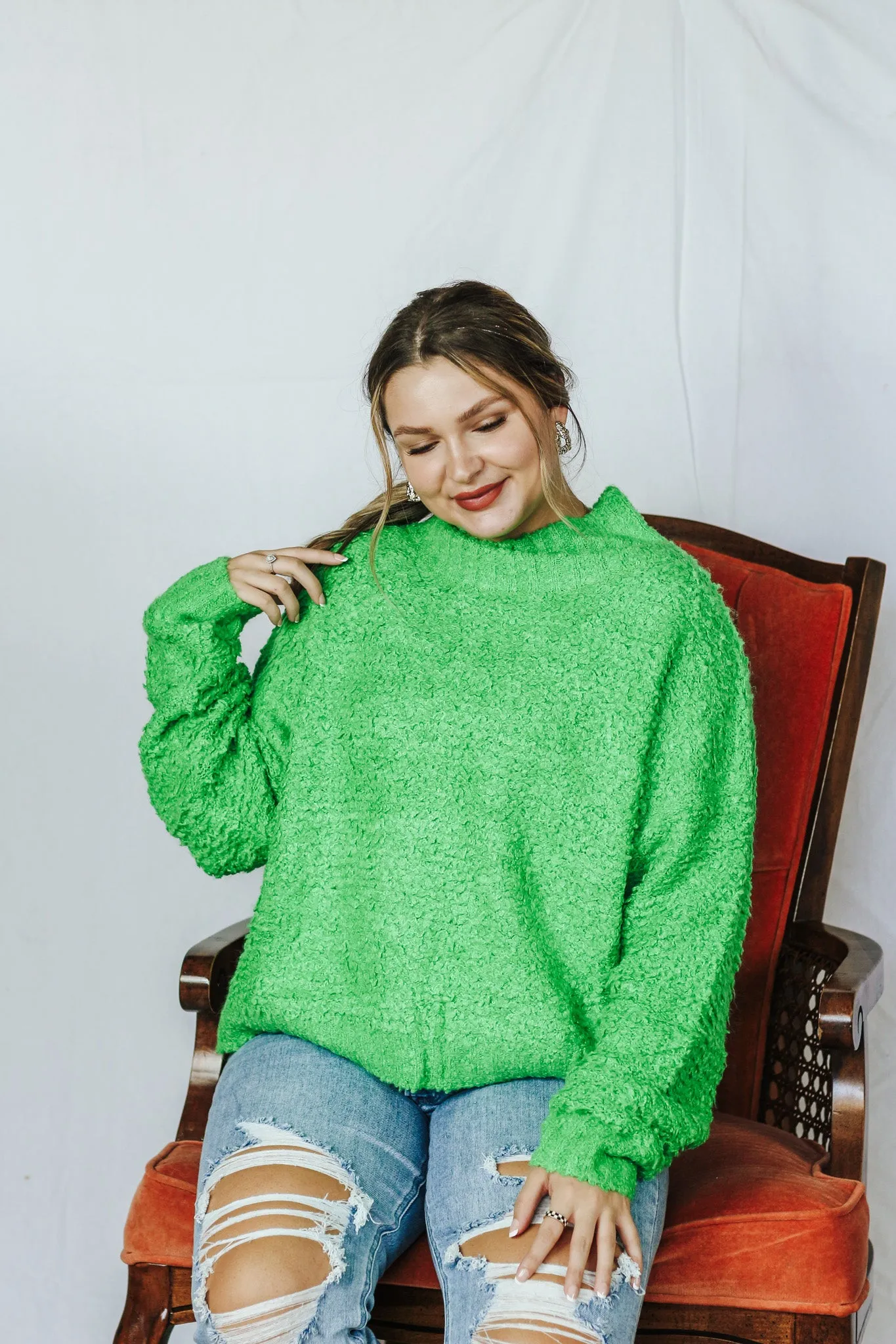 All Night Long Green Sweater