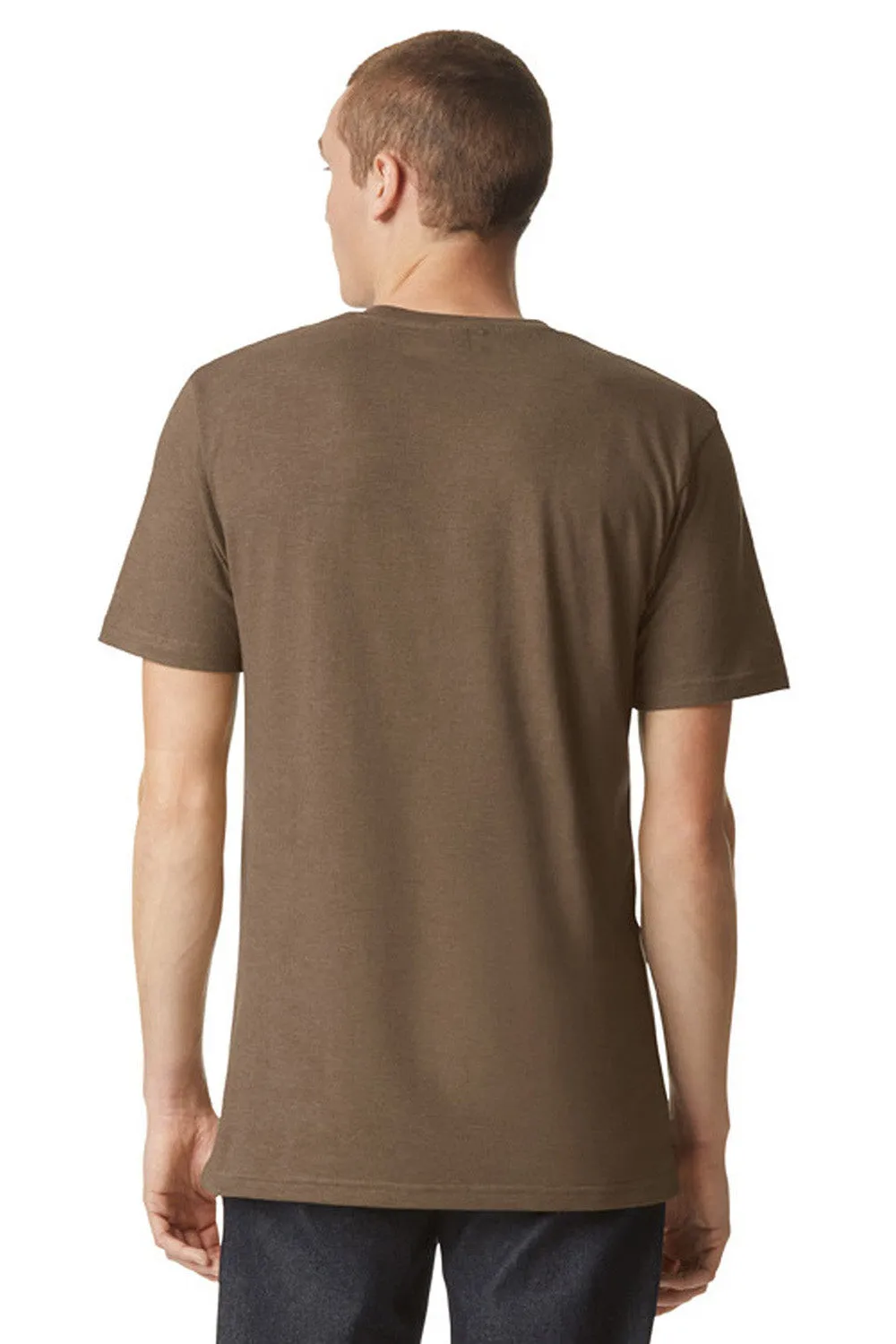 American Apparel Mens CVC Short Sleeve Henley T-Shirt - Heather Army Brown