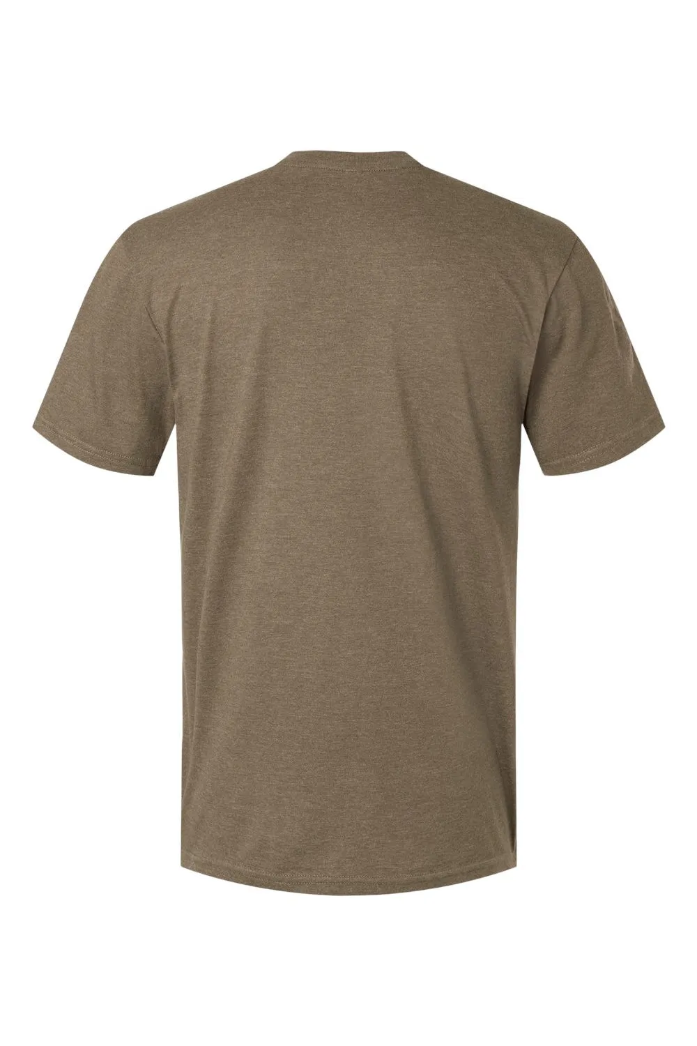 American Apparel Mens CVC Short Sleeve Henley T-Shirt - Heather Army Brown