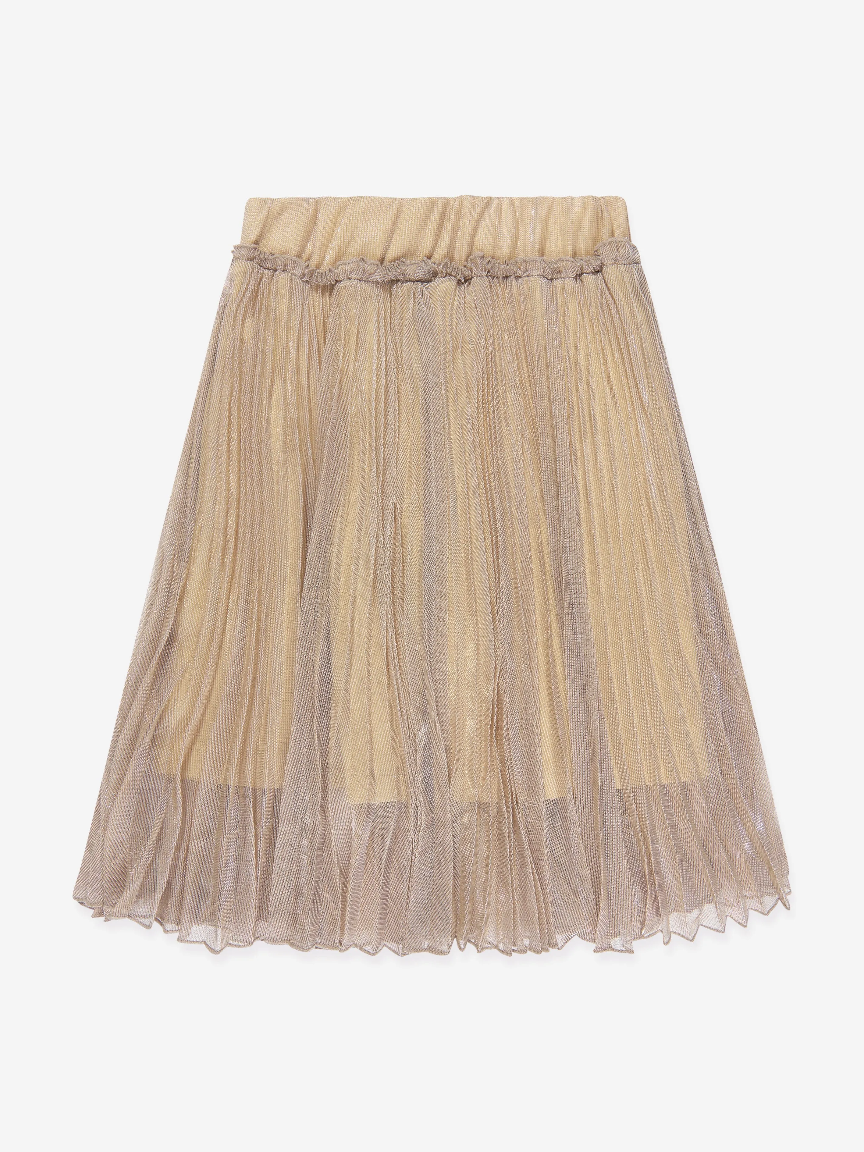 Angels Face Girls Priya Pleated Metallic Skirt in Gold