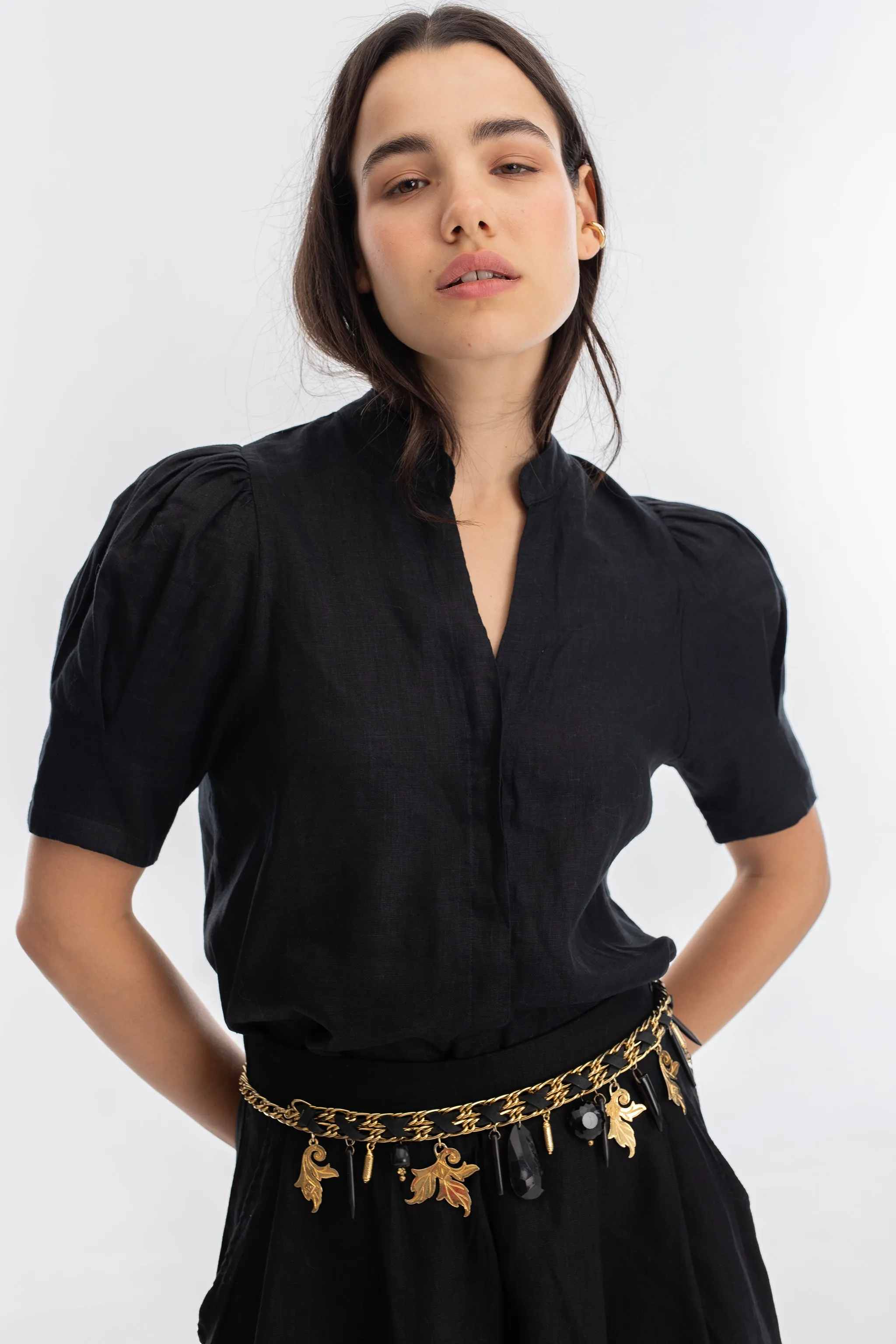 Athina Linen Shirt - Black