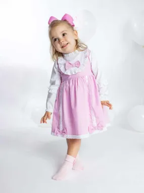 Baby Girl Lucia Collection Dress with Bows and Frilly long sleeve -  Lilac