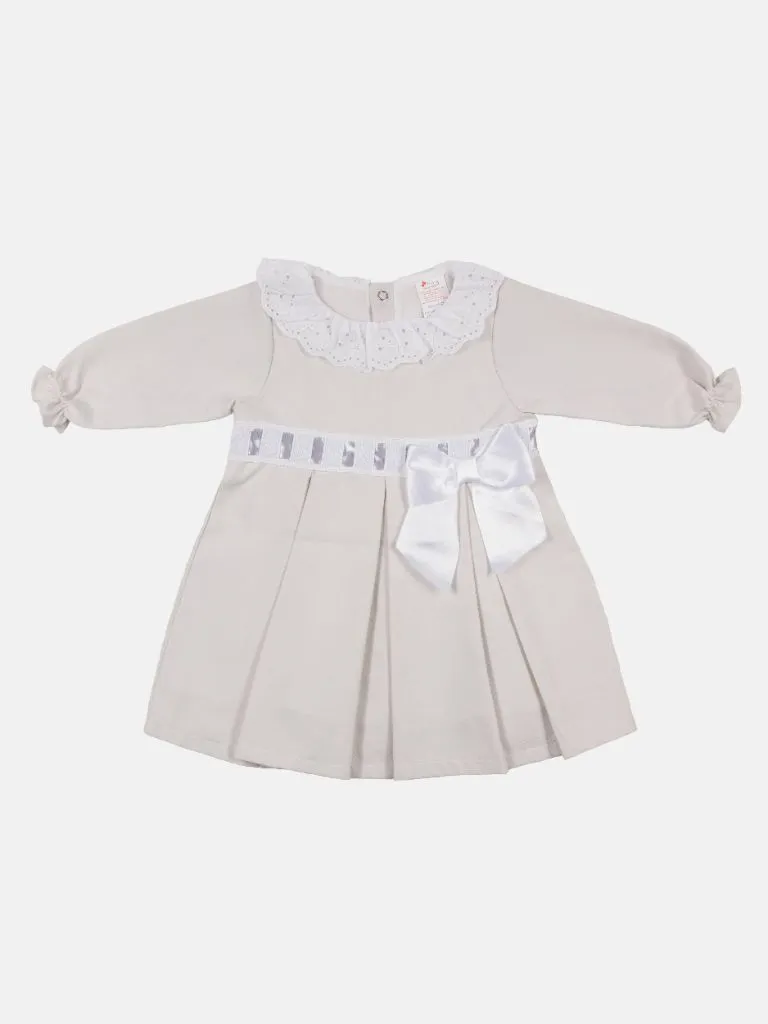 Baby Girl Valentina Dress with Bow and Frills - Grey