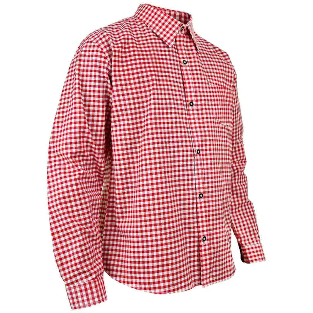 Bavarian Men Shirt Checked Red Berry