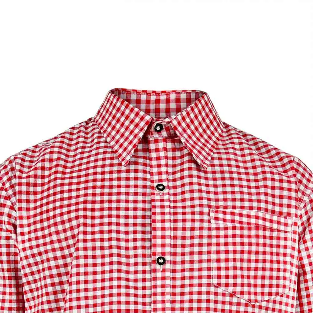 Bavarian Men Shirt Checked Red Berry