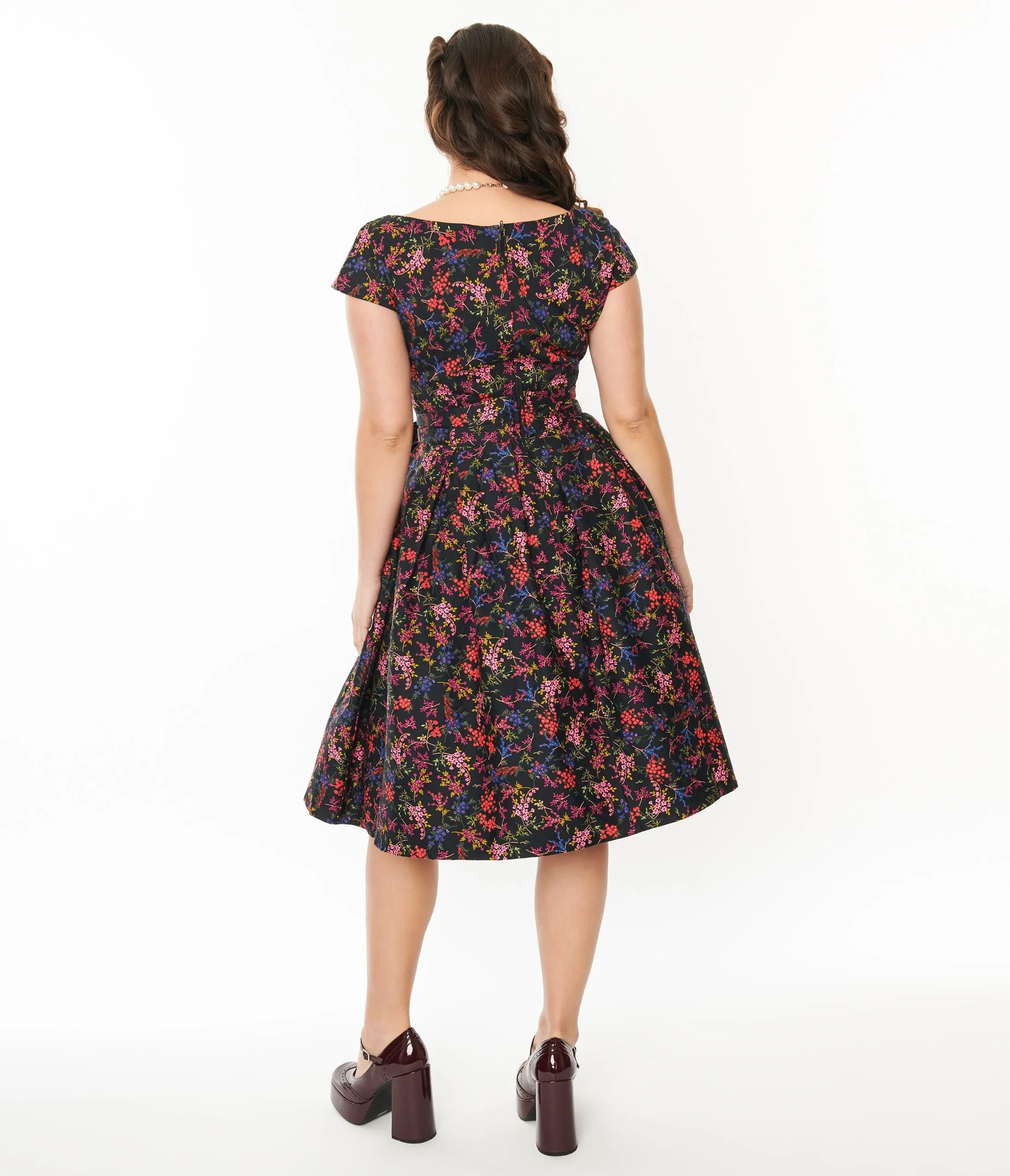 Black & Multicolor Floral Nova Swing Dress