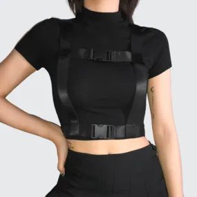 Black Buckle Crop Top