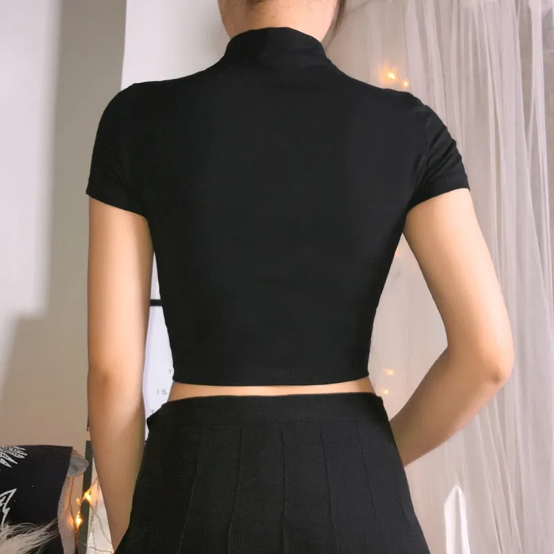 Black Buckle Crop Top