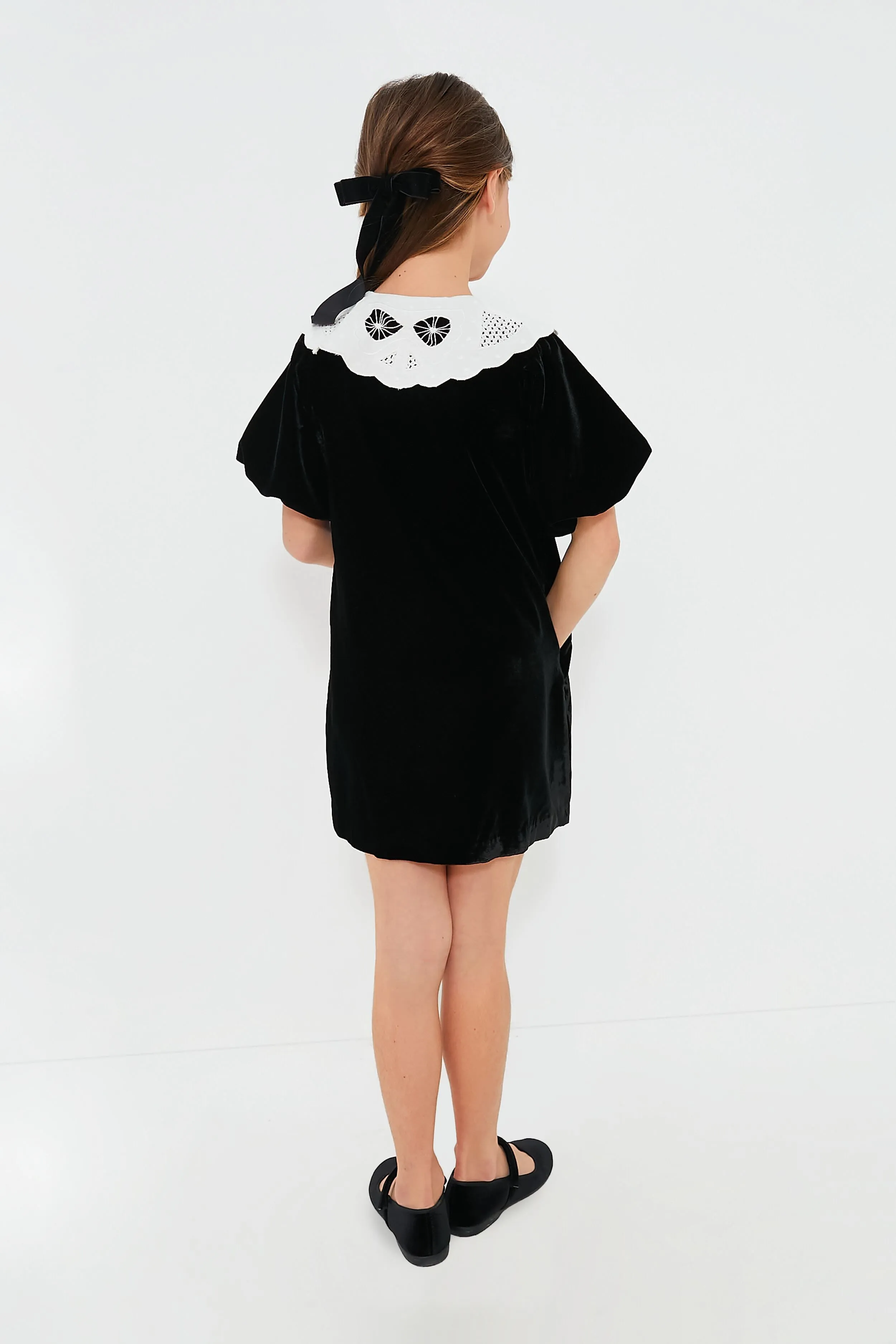 Black Eliana Embroidery Puff Sleeve Dress