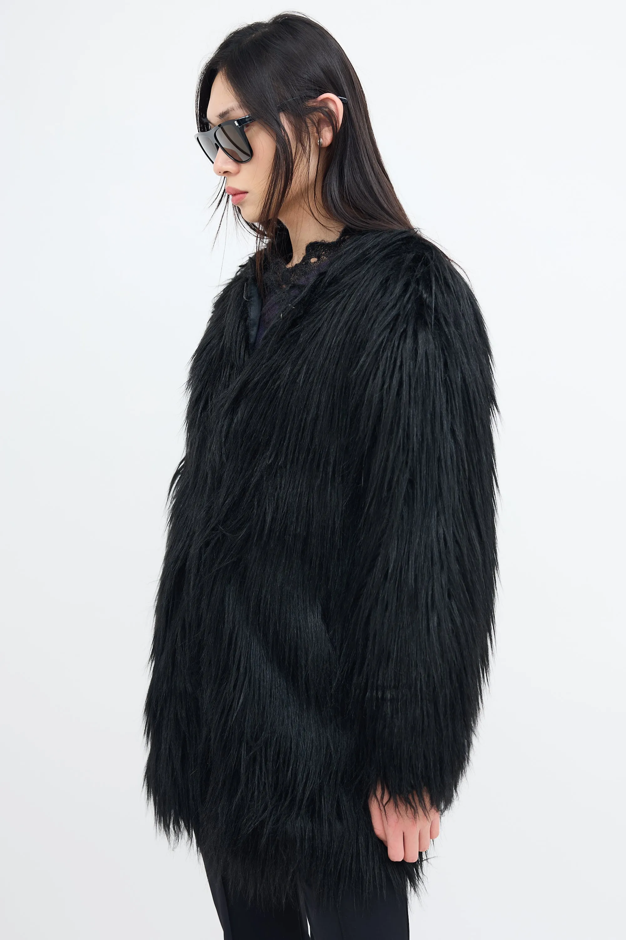 Black Faux Fur Coat