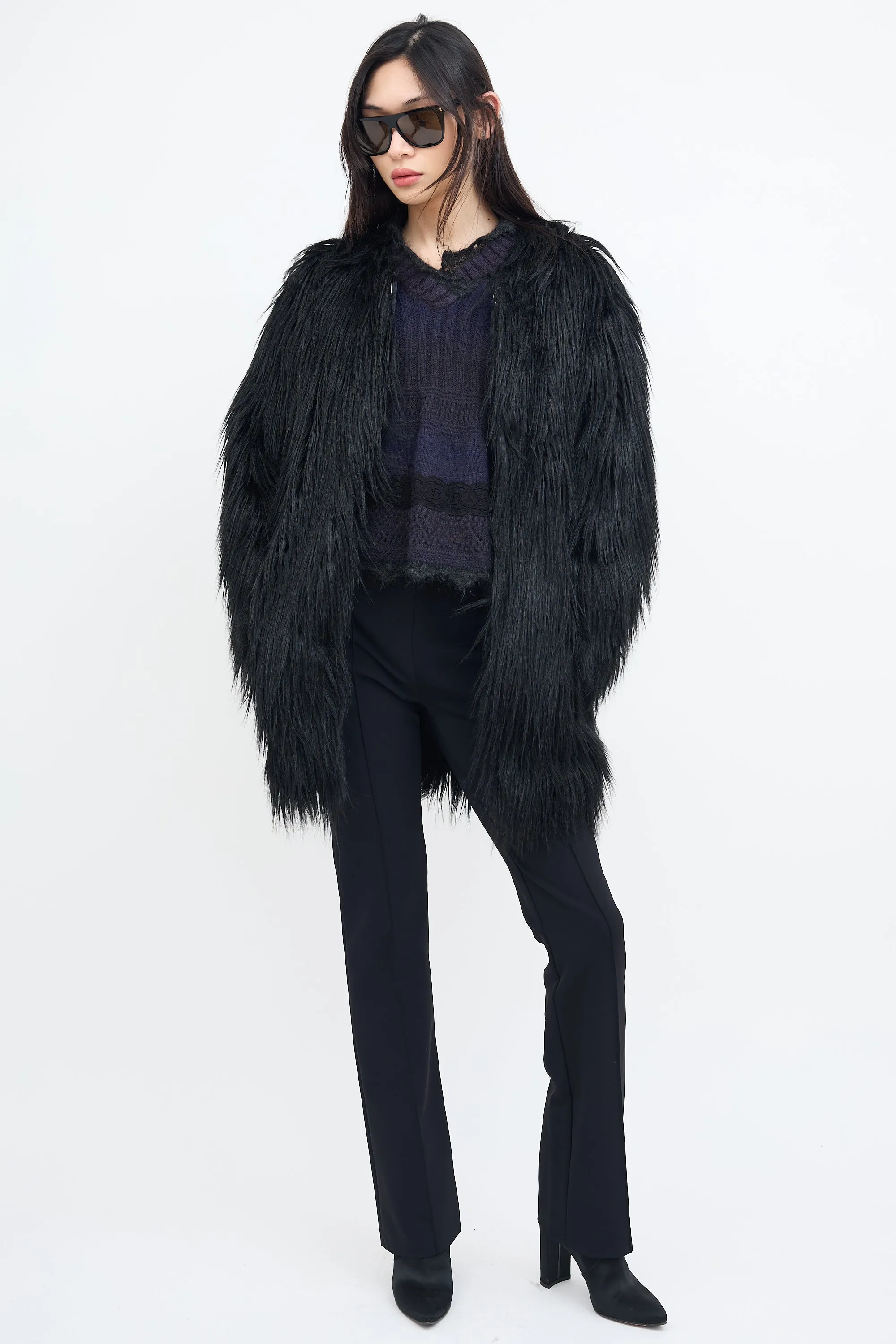 Black Faux Fur Coat