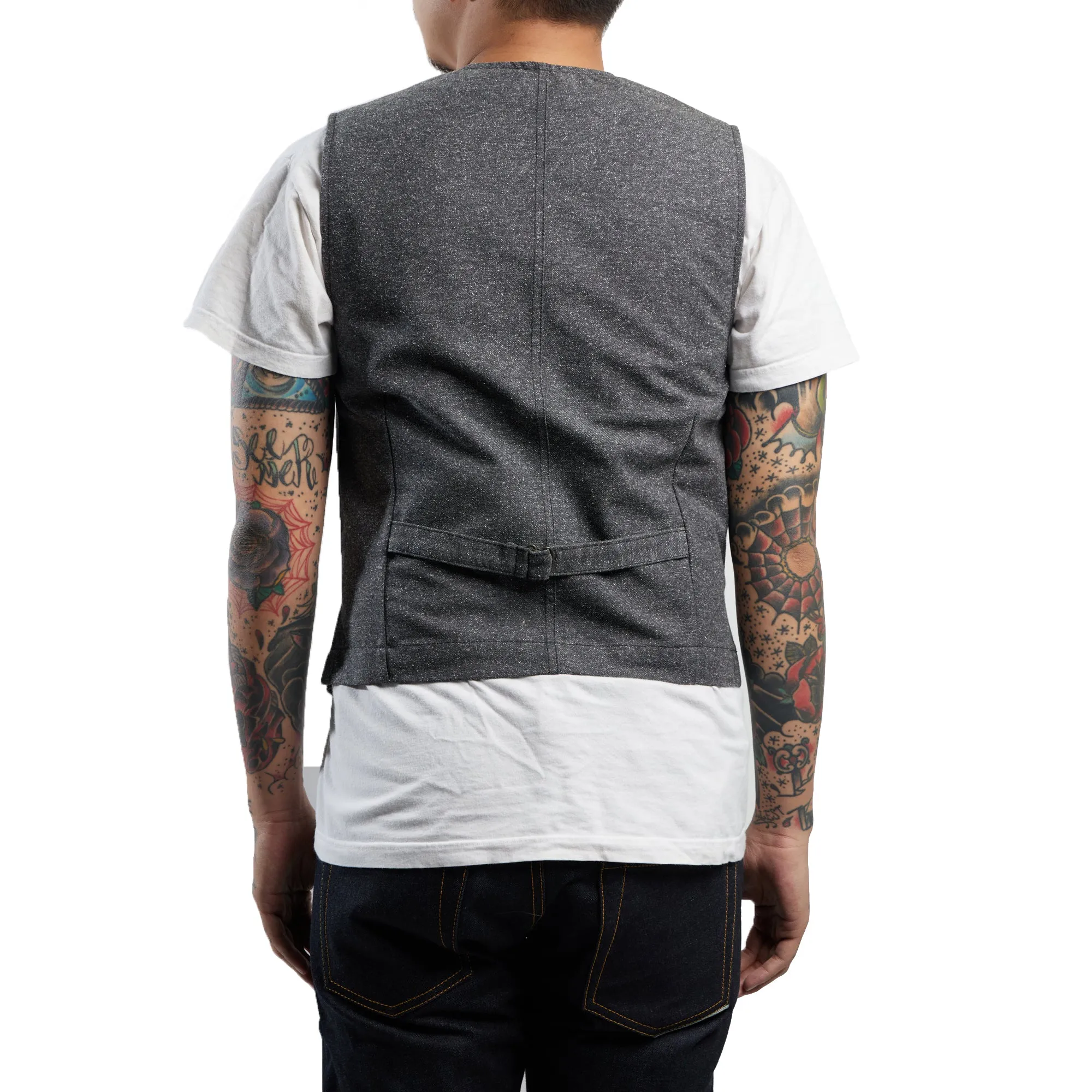 BLACK TWEED WORK VEST