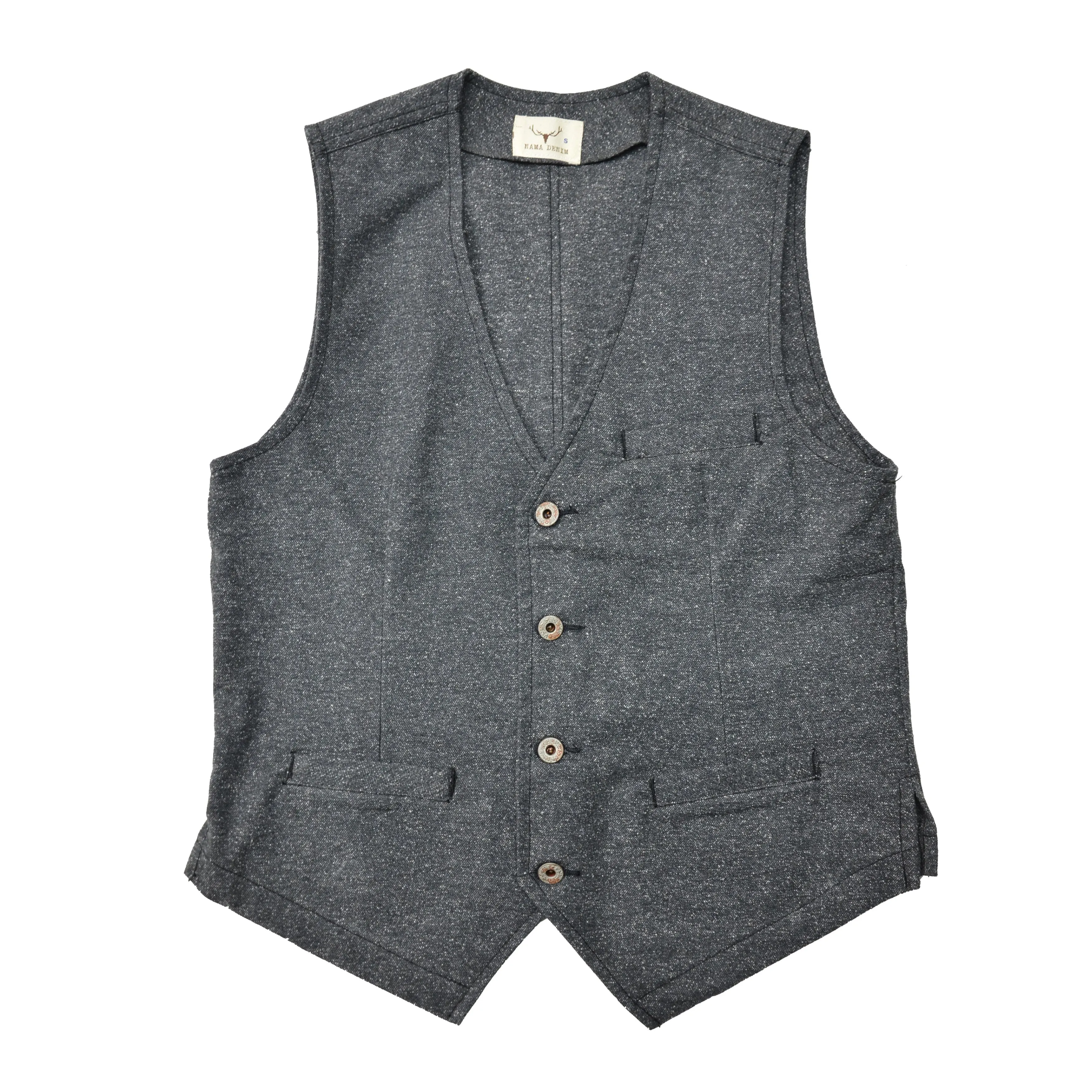 BLACK TWEED WORK VEST