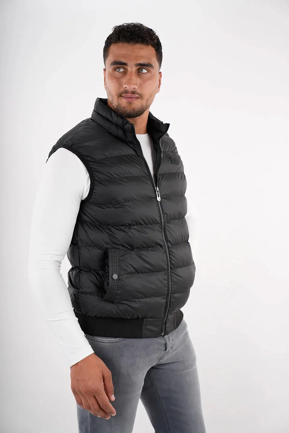 Black Vest Puffer With Side Pockets