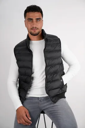 Black Vest Puffer With Side Pockets