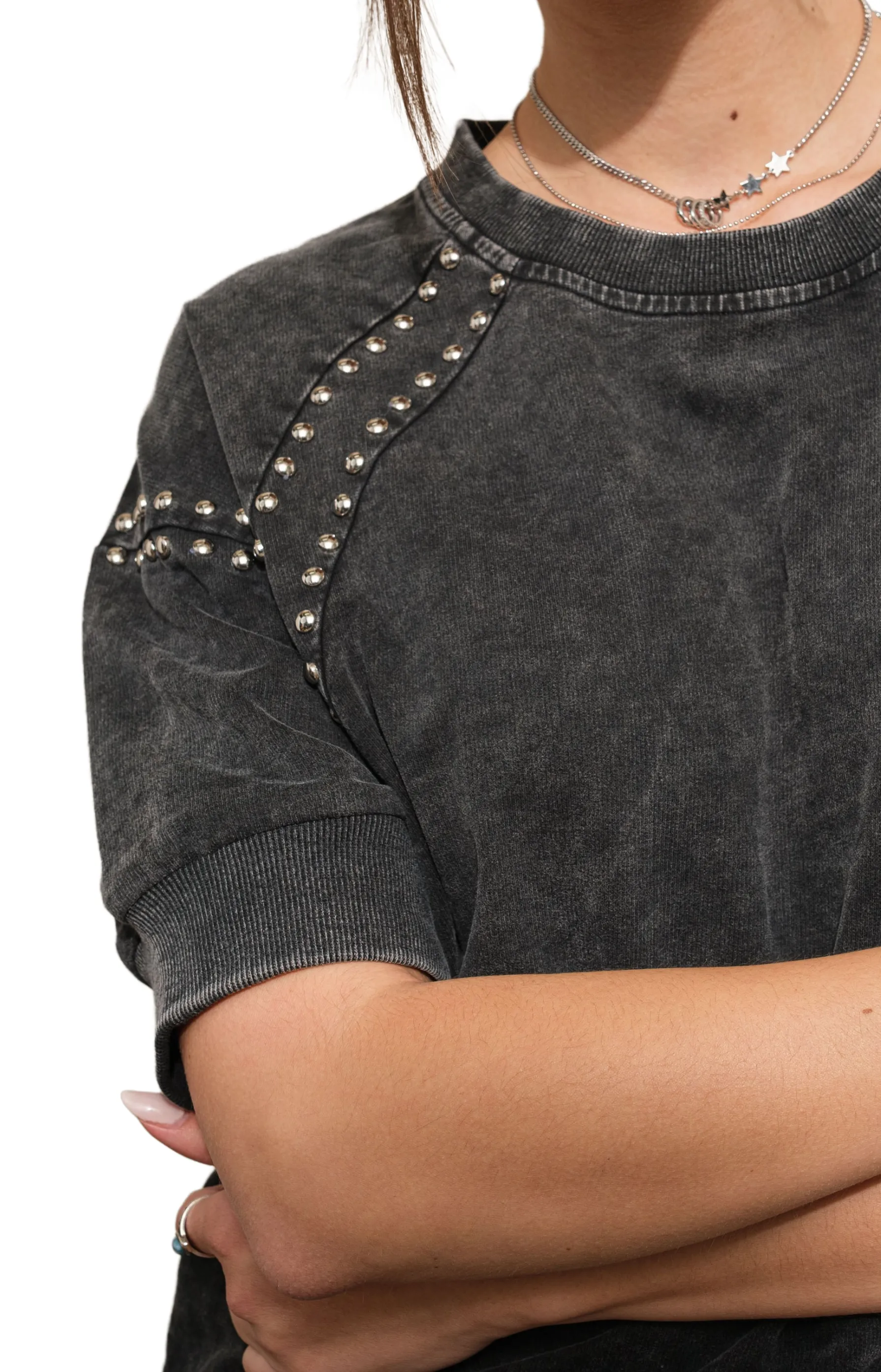 Blue B Black Studded Top