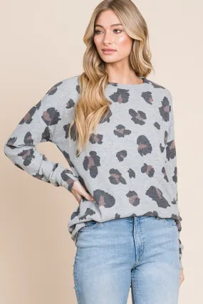 BOMBOM Leopard Drop Shoulder T-Shirt