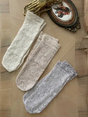 Bouquet Lace Knee Socks _3 Colours