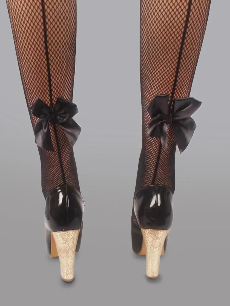 Bow Detail Sheer Mesh Tights