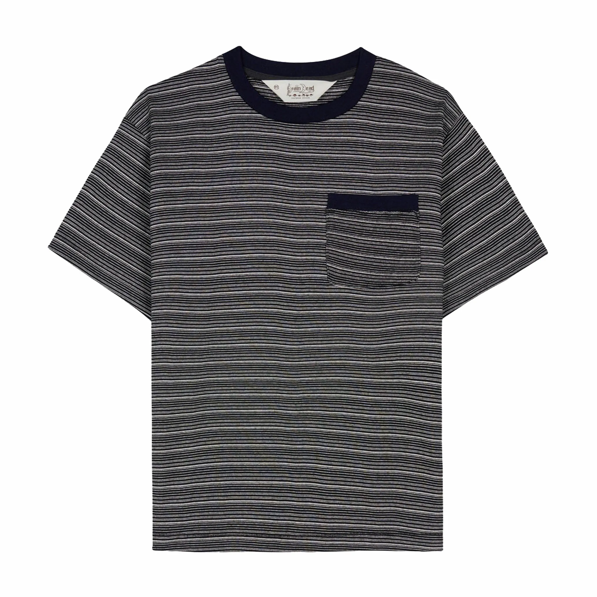 Brain Dead Zig Zag Stripe Short Sleeve Mockneck T-Shirt (Black)