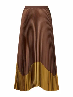 Brown and gold pleated skirt