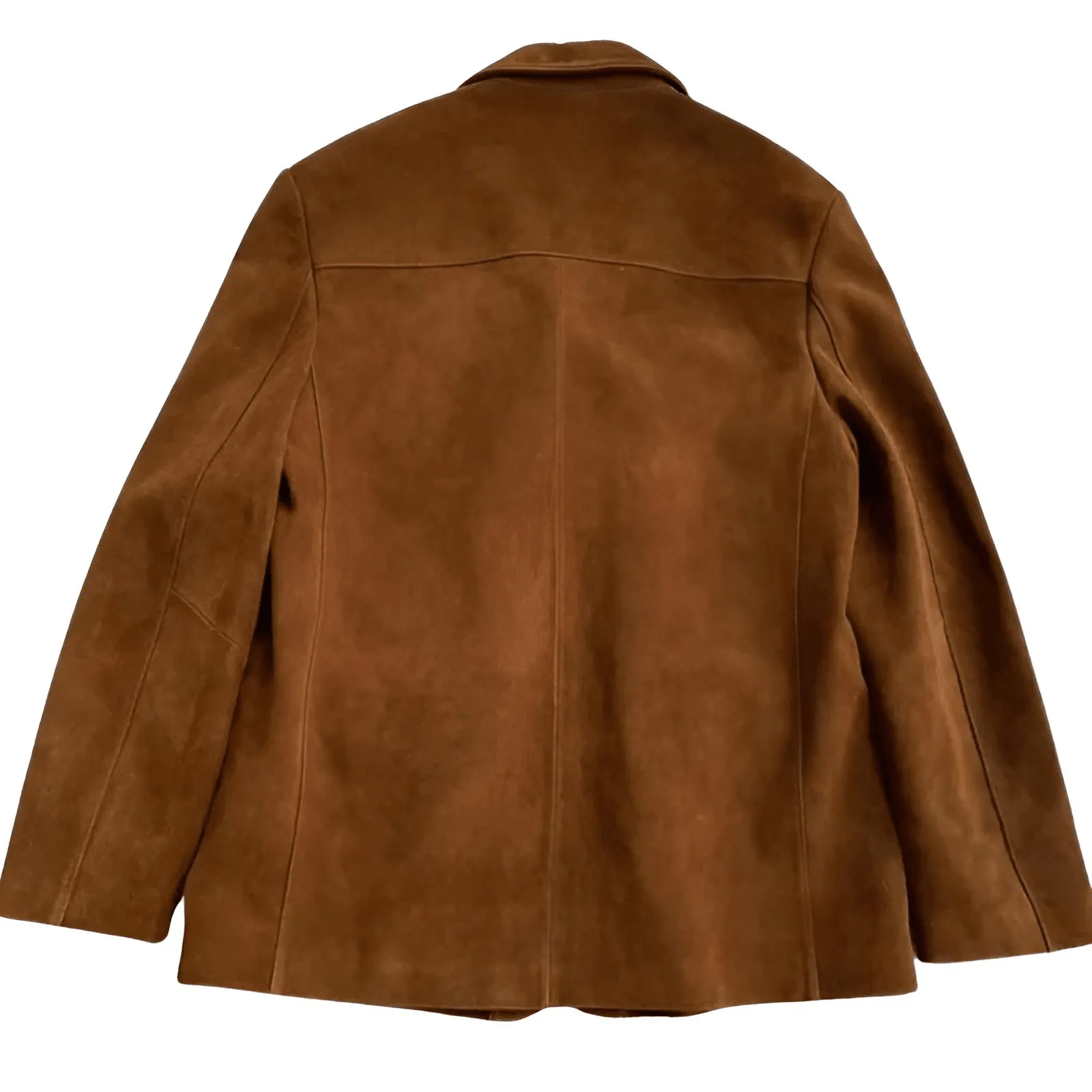 Brown Kid Suede Vintage Women's Jacket Loose Oversized Leather Suit Blazer