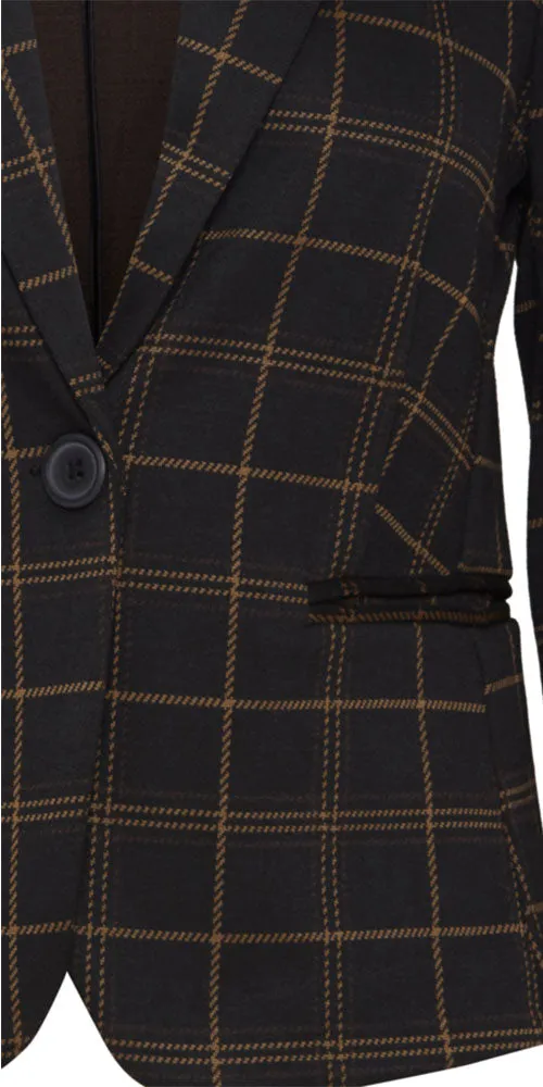 B.Young Plaid Ponte Blazer