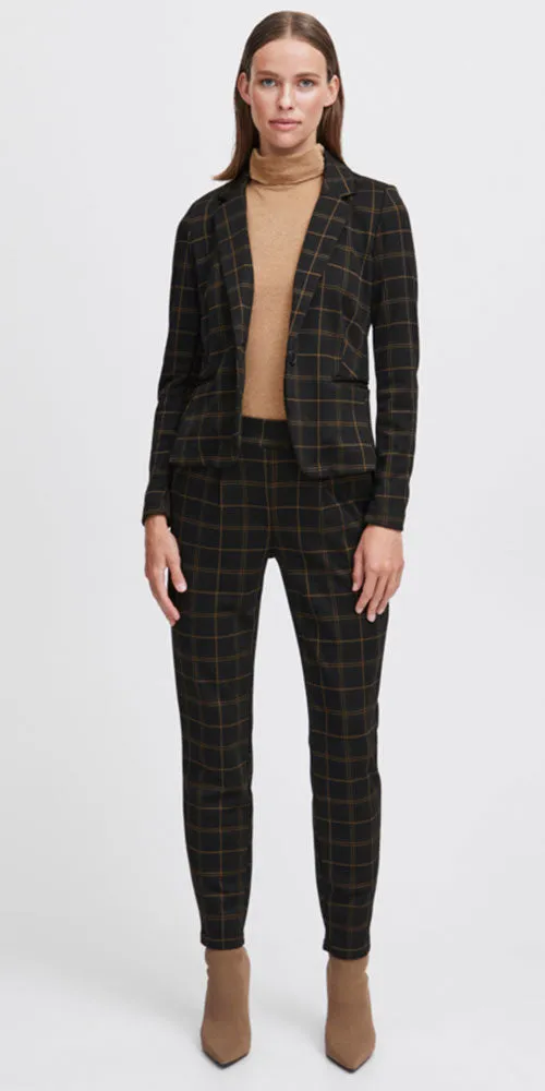 B.Young Plaid Ponte Blazer