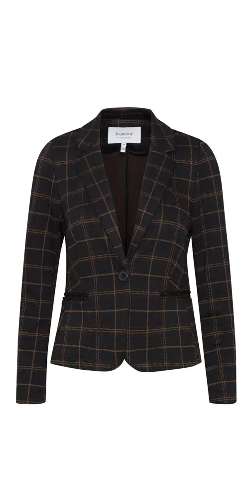 B.Young Plaid Ponte Blazer