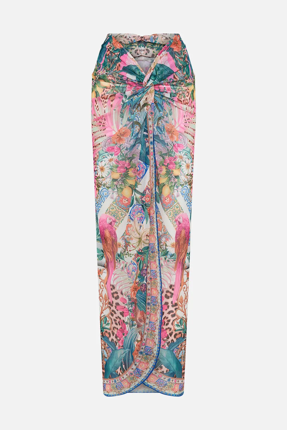 Camilla Twist Front Long Skirt - Flowers Of Neptune