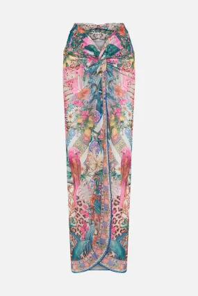 Camilla Twist Front Long Skirt - Flowers Of Neptune