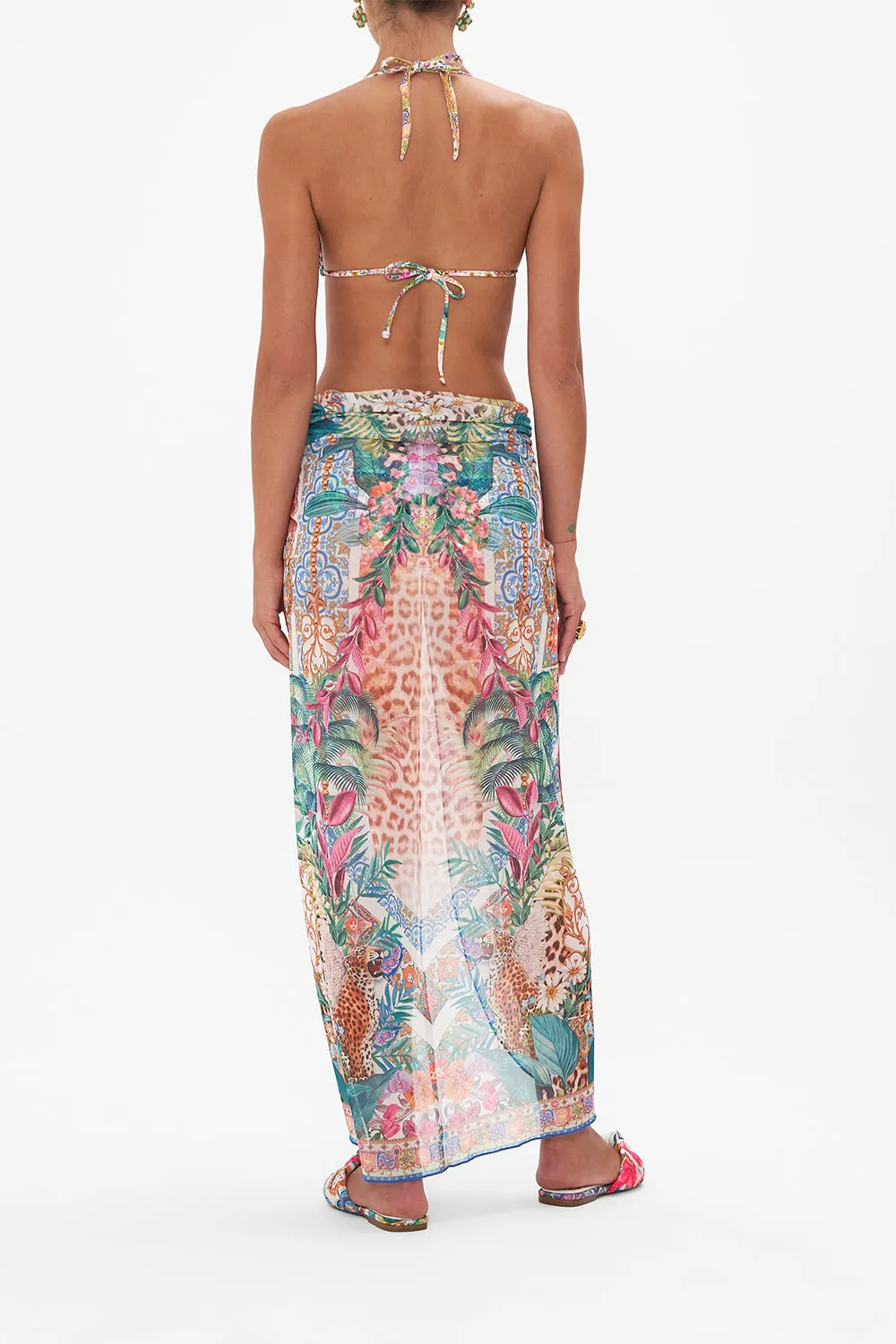 Camilla Twist Front Long Skirt - Flowers Of Neptune