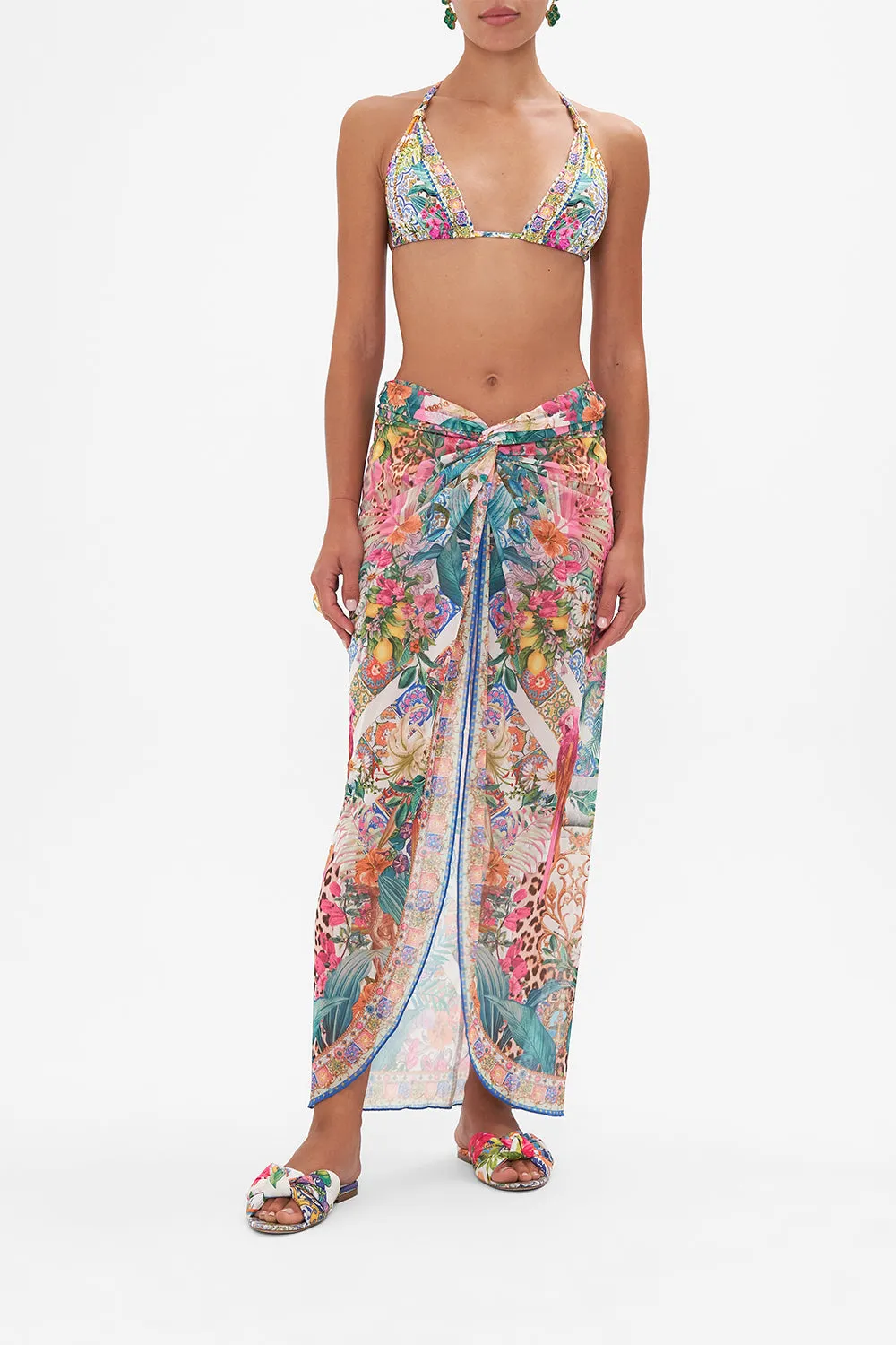 Camilla Twist Front Long Skirt - Flowers Of Neptune