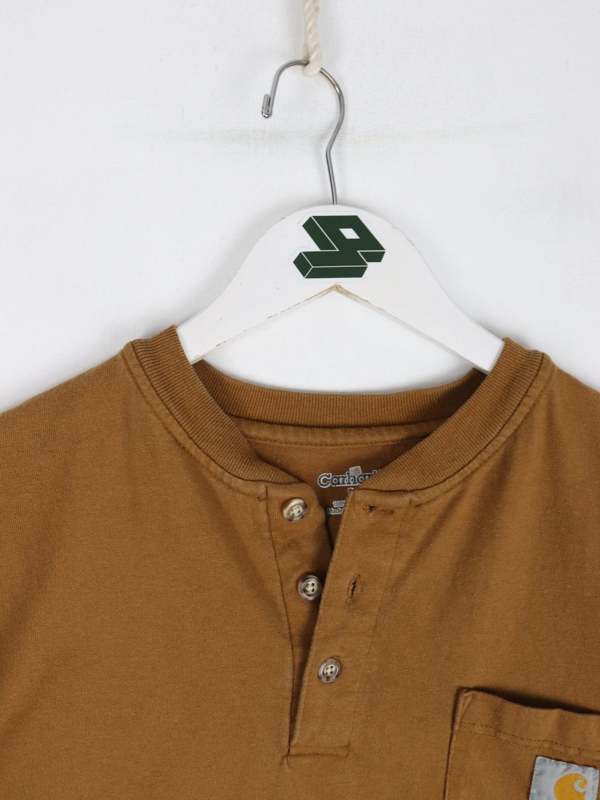 Carhartt T Shirt Fits Mens XL Brown Henley Work Wear