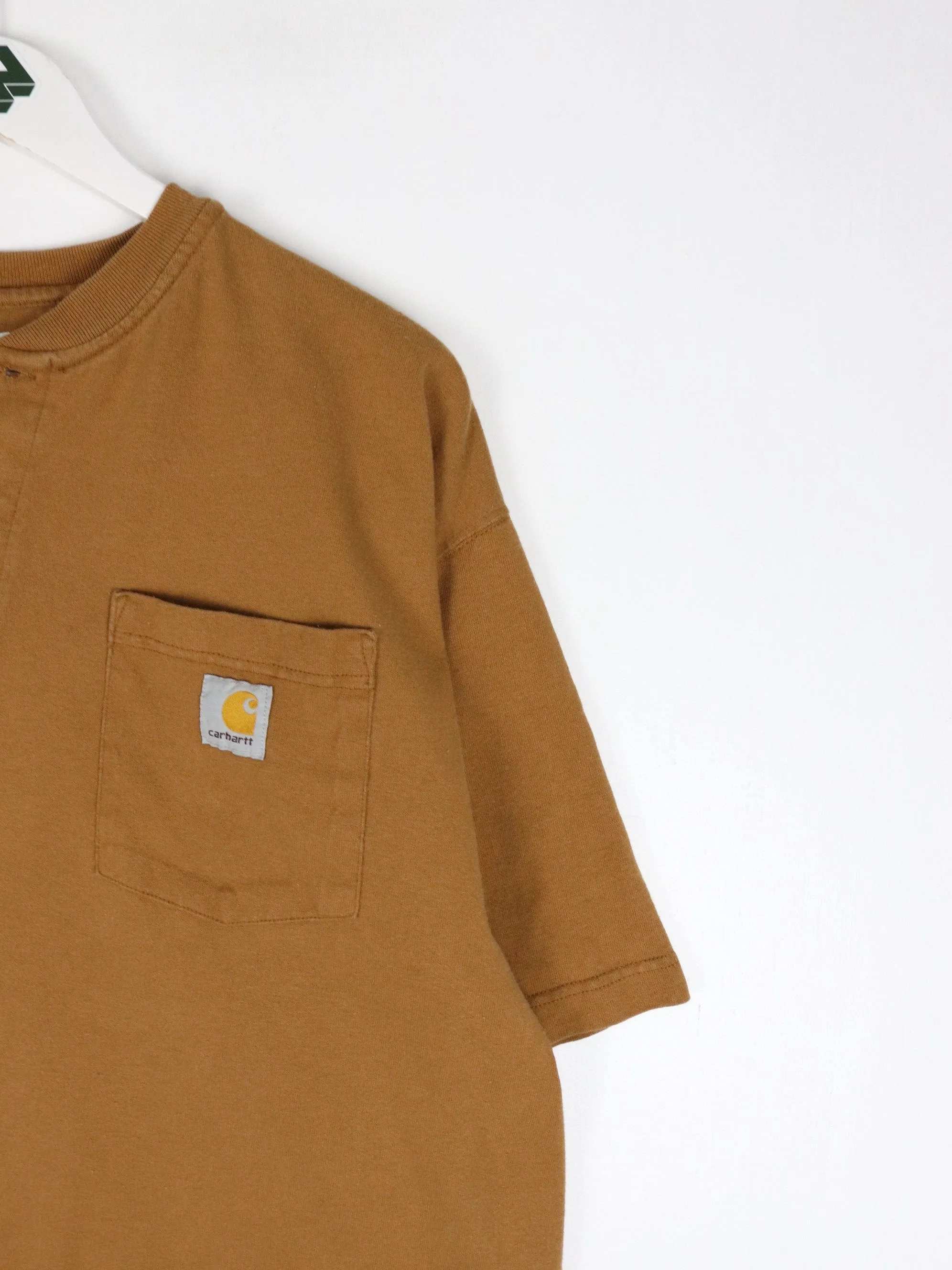 Carhartt T Shirt Fits Mens XL Brown Henley Work Wear