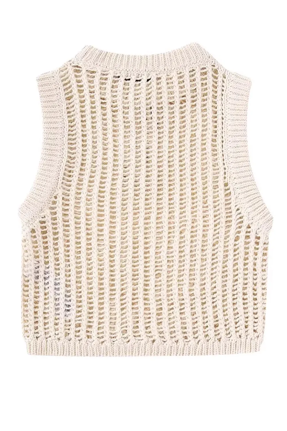 'Carol' Round Neck Sleeveless Knitted Vest Top