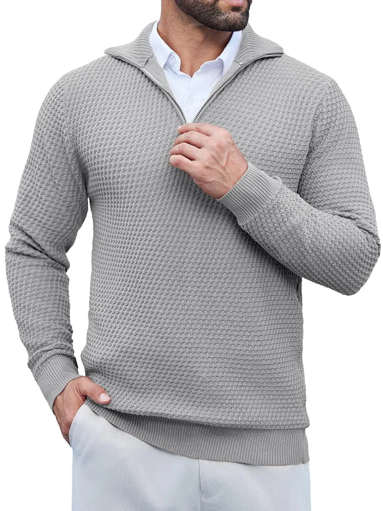 Casual Waffle Polo Sweater (US Only)