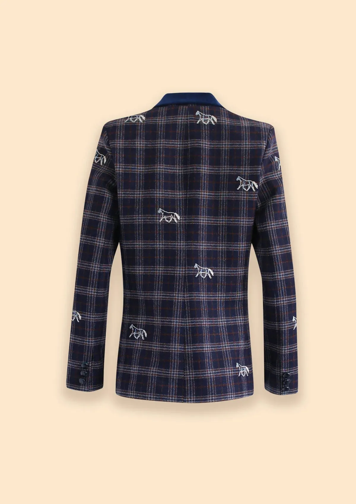 Cavaletti Embroidered Blazer | Navy Plaid